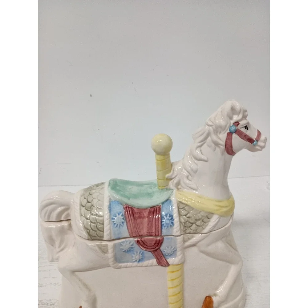 Vintage Heritage Mint Carousel Horse Carnival Ride Cookie Jar Ceramic Figural